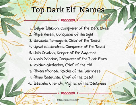 female dark elf names|random dark elf name generator.